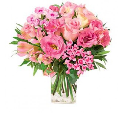 bouquet rond fleurs pastel