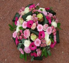 Coussin de fleurs rond obsèques Bron Parc cimetière du Grand Lyon