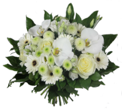 BOUQUET ROND DE FLEURS BLANCHES 