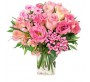 bouquet rond fleurs pastel